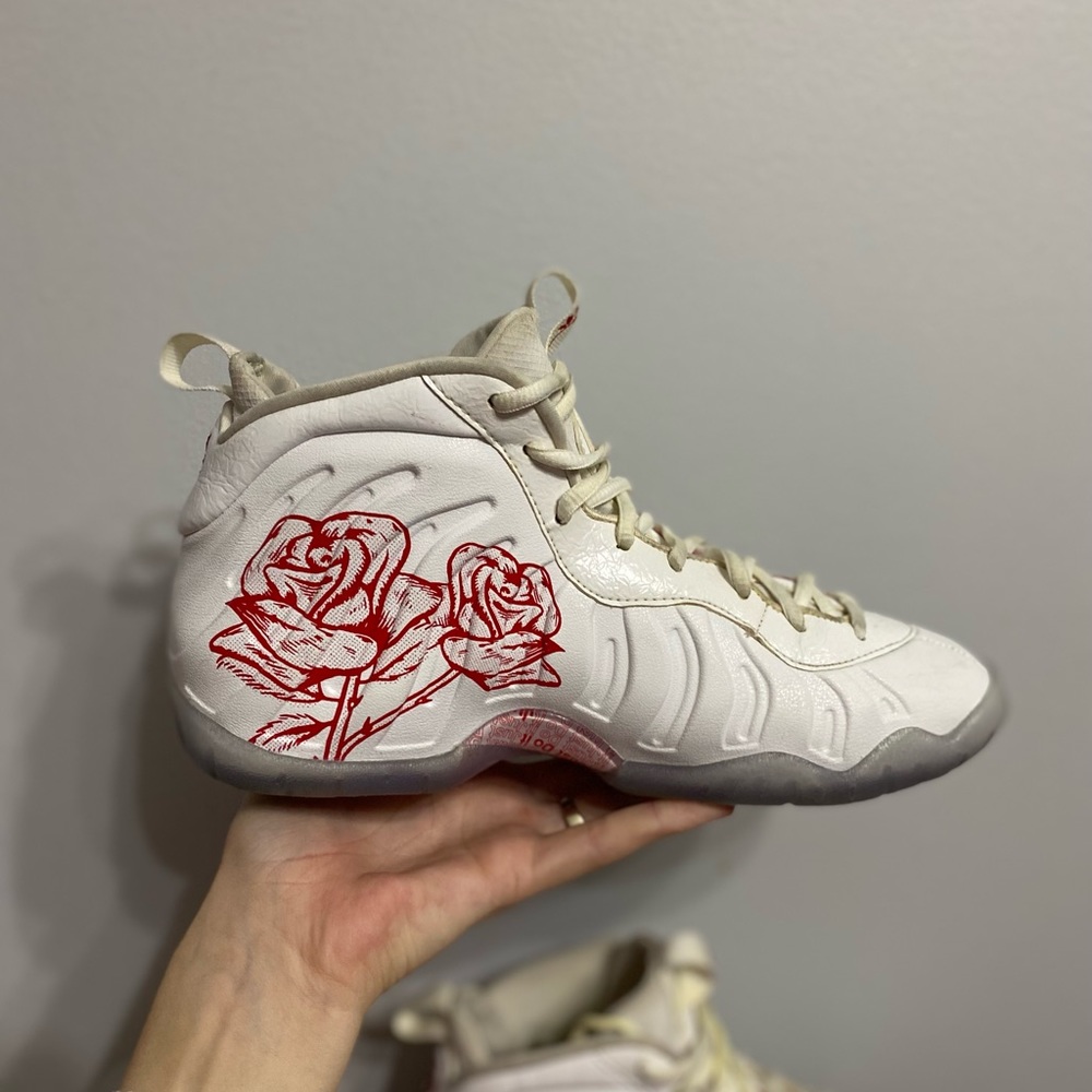 Size 6 Foamposite One GS “Thank you plastic bag” womens size 7.5 9.5/10 cond